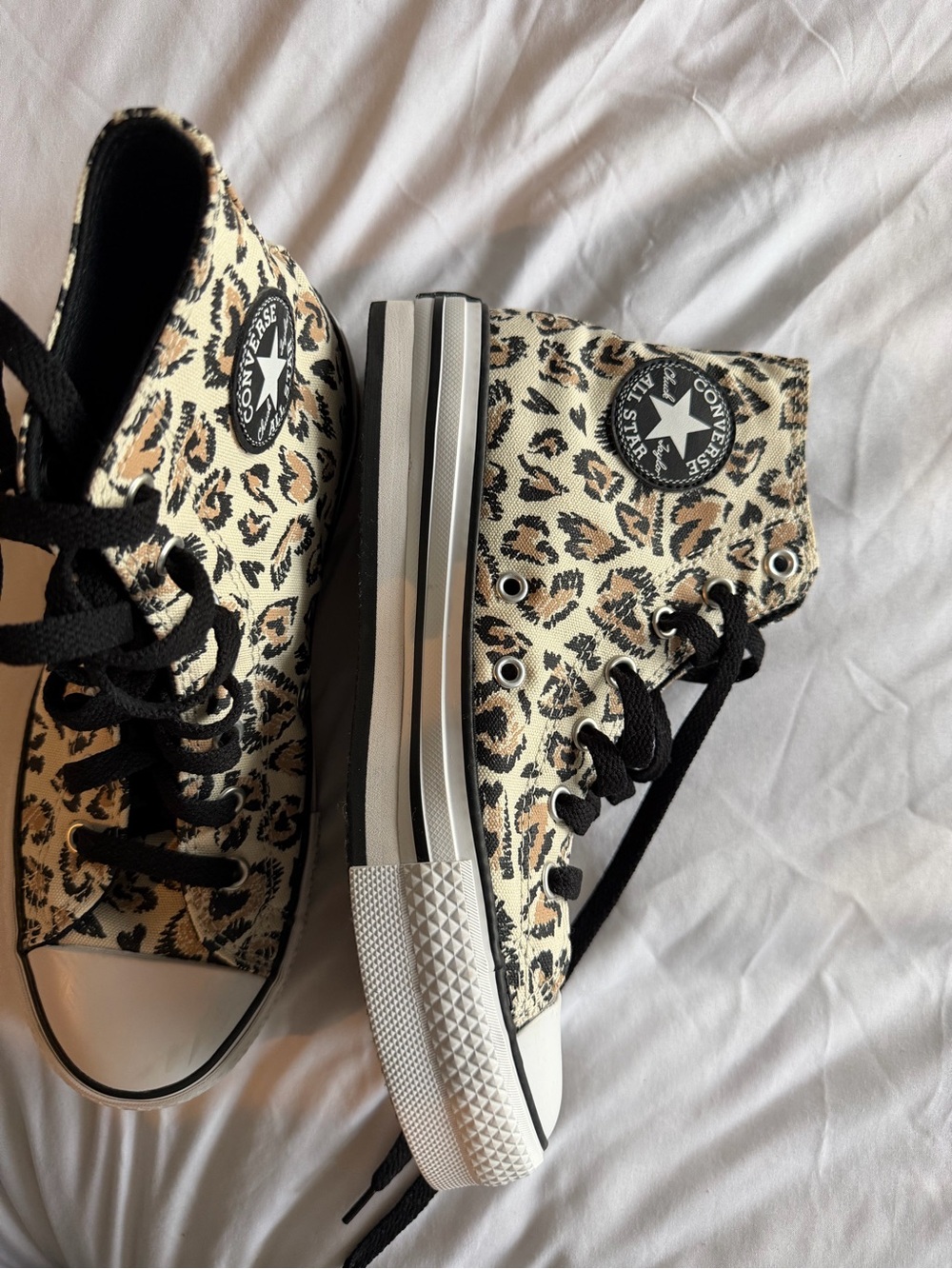 Converse High Top Sneakers in Leopard Print with Black Trim